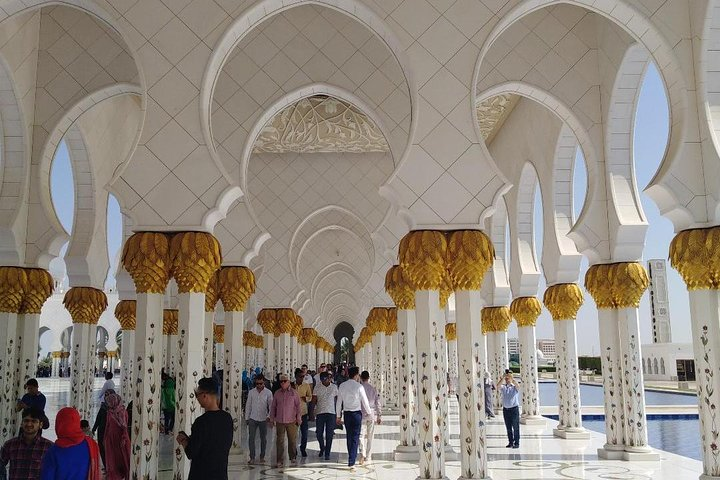 Marvel at the stunning architecture and intricate details of the Grand Mosque where travelers can immerse themselves in the rich culture and heritage of Abu Dhabi.